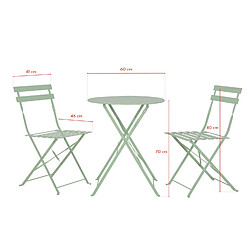 Avril Paris Table et chaises pliantes bistrot balcon terrasse- 2 places - Vert - FLORE pas cher