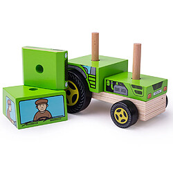 Bigjigs Toys Jouet de tracteur empilable en bois