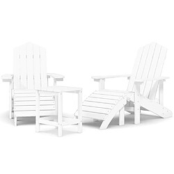 Maison Chic Chaises de jardin Adirondack,Fauteuil/Chaise d'extérieur Adirondack repose-pied table PEHD Blanc -MN73726