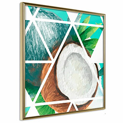 Paris Prix Affiche Murale Encadrée Tropical Mosaic with Coconut 20 x 20 cm Or