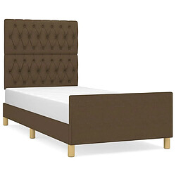 Maison Chic Lit adulte - Cadre Structure de lit avec tête de lit Contemporain Marron foncé 90x190 cm Tissu -MN18111