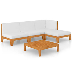 Maison Chic Salon de jardin 5 pcs + coussins - Mobilier/Meubles de jardin - Table et chaises d'extérieur Bois d'acacia solide -MN56105