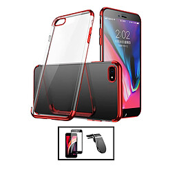 PHONECARE Kit Film Verre Trempé 5D Full Cover + Coque SlimArmor + Support Magnétique L Safe Driving Voiture pour Apple iPhone SE 2022 - Rouge