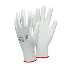 ECD Germany 12 paires de Gants de travail en PU, taille 7-S, couleur blanc, gants de mécanicien en nylon gants de jardin