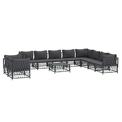 Avis Maison Chic Salon de jardin 11 pcs avec coussins - Table et chaises d'extérieur - Mobilier/Meubles de jardin Moderne anthracite acier -MN88615