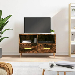 Maison Chic Meuble TV scandinave - Banc TV pour salon Chêne fumé 80x36x50 cm Bois d'ingénierie -MN78650