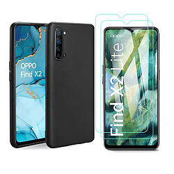 Coque Silicone Couleur Noir + 2 Verres Trempes Pour Oppo Find X2 Lite Little Boutik®