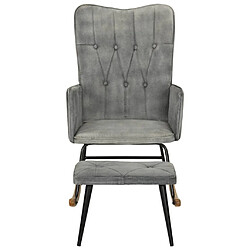 Maison Chic Chaise à bascule avec repose-pied | Fauteuil Relax Gris vintage Toile -GKD98188