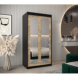 Abiks Meble Armoire PROMO T3 À Portes Coulissantes 200/100/62 2 Portes (Noir/Sonoma)