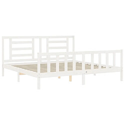 Maison Chic Lit adulte - Cadre Structure de lit avec tête de lit Contemporain blanc 200x200 cm bois massif -MN12667 pas cher