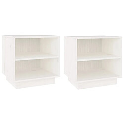 vidaXL Tables de chevet 2 pcs Blanc 40x34x40 cm Bois de pin solide