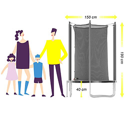 Jump4Fun Trampoline de jardin Cocon ø150 cm- 5FT- Filet intérieur, Matelas de protection