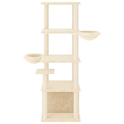 Helloshop26 Arbre à chat meuble tour grimper jouet grattage grattoir escalade plateforme avec griffoirs en sisal 147 cm crème 02_0022479