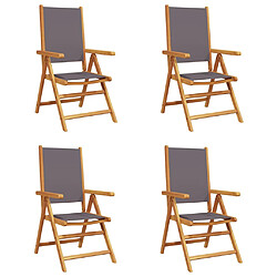 vidaXL Chaises inclinables de jardin lot de 4 tissu et bois massif