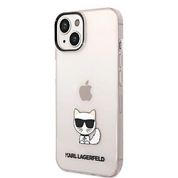 Karl Lagerfeld Coque arrière en TPU Choupette Transparent Rose pour iPhone 14 Plus