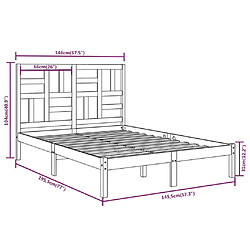 vidaXL Cadre de lit sans matelas bois massif 140x190 cm pas cher