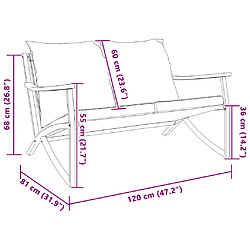 vidaXL Banc de jardin avec coussins 120 cm noir acier pas cher