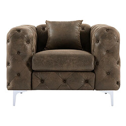 Avis Vente-Unique Fauteuil chesterfield en microfibre aspect cuir vieilli EDWINA