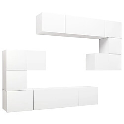 Maison Chic Ensemble de meubles TV 8 pcs | Banc TV Moderne pour salon | Meuble de Rangement - Blanc Aggloméré -MN59847