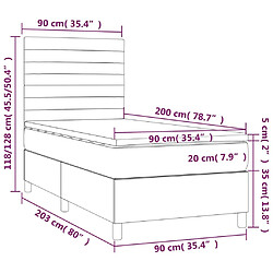 Maison Chic Lit adulte- Lit + matelas,Sommier à lattes de lit et matelas et LED Bleu 90x200 cm Tissu -GKD87487 pas cher