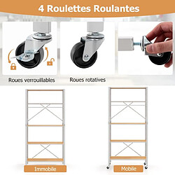 Acheter Helloshop26 Étagère pliable à 5 niveaux étagères en métal robuste roulettes amovibles étagères réglables en hauteur support de rangement roulant naturel 20_0009730