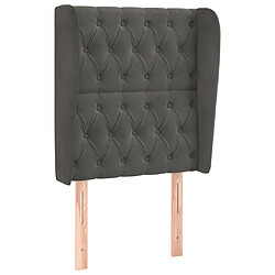 Maison Chic Tête de lit scandinave avec oreilles,meuble de chambre Gris foncé 83x23x118/128 cm Velours -MN69413