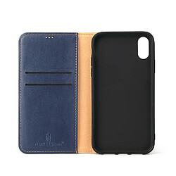 Wewoo Housse Coque Etui en cuir avec rabat horizontal pour iPhone XRavec porte-cartes et bleu pas cher