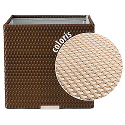 Rattan Art Jardinière en résine tressée 46 x 46 x 46 cm Beige. Jardinière en résine tressée 46 x 46 x 46 cm Beige