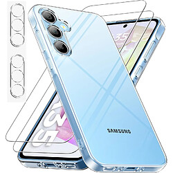 Coque Silicone Transparente + Verres Trempes et Protections Camera Arriere Transparent X2 Pour Samsung Galaxy A35 Little Boutik©