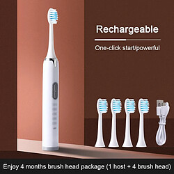 Universal Brosse à dents électrique portable Nettoyage en profondeur automatique à ultrasons Brosse à dents pour adultes Brosse étanche à dents 4 têtes de brosse | Brosse à dents électrique