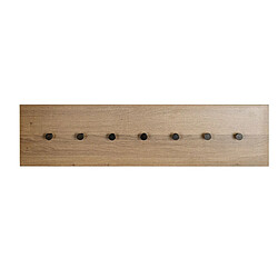 Pegane Garderobe murale, patère murale en bois coloris chêne et métal noir -longueur 35 x profondeur 5 x hauteur 12 cm