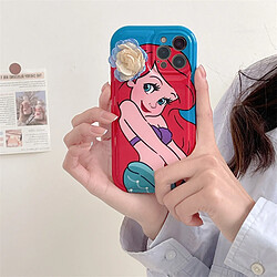 GUPBOO Étui pour iPhone13 Fille de sirène aux cheveux roux étui de téléphone portable fille de dessin animé en silicone