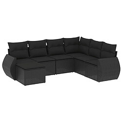 Maison Chic Salon de jardin 7 pcs avec coussins | Ensemble de Table et chaises | Mobilier d'Extérieur noir résine tressée -GKD17123