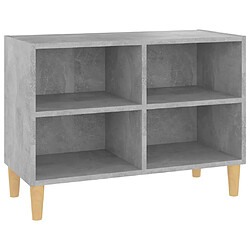 vidaXL Meuble TV avec pieds en bois massif Gris béton 69,5x30x50 cm