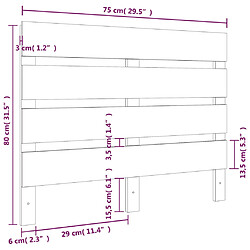 vidaXL Tête de lit 75x3x80 cm Bois massif de pin pas cher