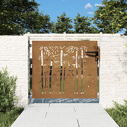 vidaXL Portail de jardin 85x100 cm acier corten design de bambou