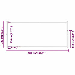 vidaXL Auvent latéral rétractable de patio 220x500 cm Crème pas cher