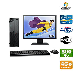 PC Lenovo M90P 5864 Core i5-650 3.2GHz 4Go 500Go Graveur WIFI W7 + Ecran 22"""" - Occasion