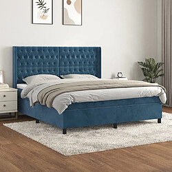 Maison Chic Lit Adulte - Lit simple Lit à sommier tapissier et matelas moelleux - Meuble de Chambre - Bleu foncé 180x200cm Velours -MN59016