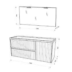 Acheter Kiamami Valentina MOBILIER DE SALLE DE BAIN SUSPENDU 120CM BLANC ET CHÊNE DORÉ | CORTINA