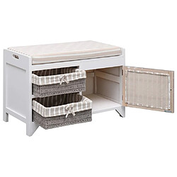 Avis Helloshop26 Banc banquette d'entrée 70 x 33,5 x 45 cm bois de paulownia blanc 02_0010962