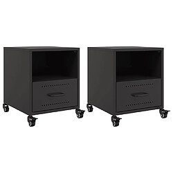 vidaXL Tables de chevet 2 pcs noir 36x39x43,5 cm acier