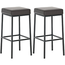 Decoshop26 Lot de 2 tabourets de bar avec repose-pieds design simple hauteur 85 cm en PVC marron et métal noir 10_0004379