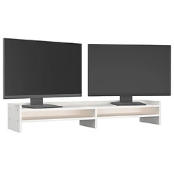 Avis vidaXL Support de moniteur Blanc 100x24x16 cm Bois de pin solide