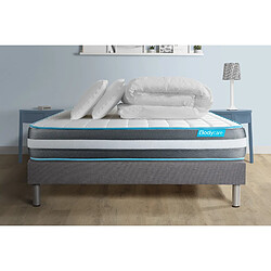 Bodycare Pack 160x200 matelas BodyForm + sommier kit gris + Couette 260x240cm + 2 oreillers 60x40cm