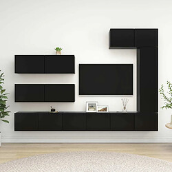 Maison Chic Ensemble de meubles TV 7 pcs | Banc TV Moderne pour salon | Meuble de Rangement - Noir Aggloméré -MN61482