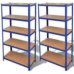 Helloshop26 Lot de 2 étagères de rangement charge lourde 175 kg par étagère 180 cm bleu 02_0000685