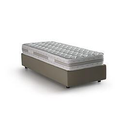 Autrement Talamo Italia Lit simple Silvia avec conteneur, Made in Italy, en éco-cuir, 80x190 cm, avec ouverture frontale, Taupe, avec matelas inclus.