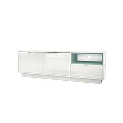 Mpc Meuble TV 153 Cm Laqué Blanc Avec Insertion Jade