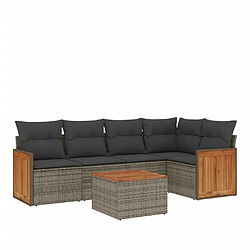 Maison Chic Salon de jardin 6 pcs avec coussins | Ensemble de Table et chaises | Mobilier d'Extérieur gris résine tressée -GKD15416